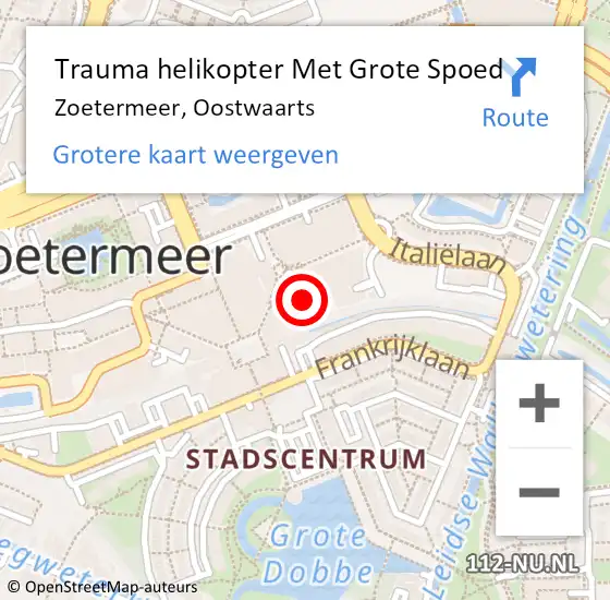 Locatie op kaart van de 112 melding: Trauma helikopter Met Grote Spoed Naar Zoetermeer, Oostwaarts op 22 december 2023 00:56