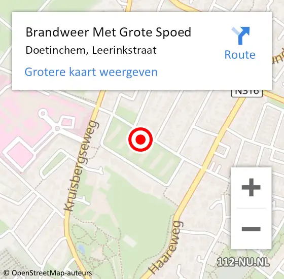 Locatie op kaart van de 112 melding: Brandweer Met Grote Spoed Naar Doetinchem, Leerinkstraat op 22 december 2023 01:06