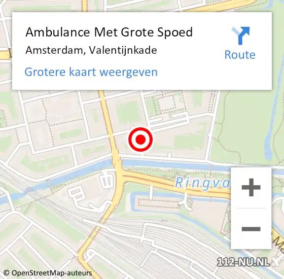 Locatie op kaart van de 112 melding: Ambulance Met Grote Spoed Naar Amsterdam, Valentijnkade op 22 december 2023 02:02