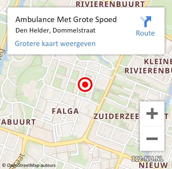 Locatie op kaart van de 112 melding: Ambulance Met Grote Spoed Naar Den Helder, Dommelstraat op 22 december 2023 04:22