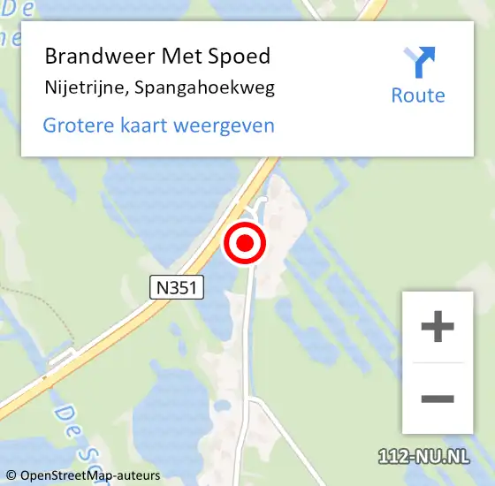 Locatie op kaart van de 112 melding: Brandweer Met Spoed Naar Nijetrijne, Spangahoekweg op 22 december 2023 04:32