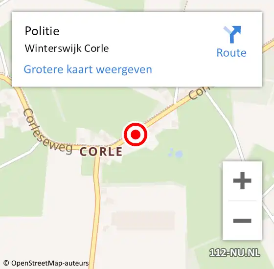 Locatie op kaart van de 112 melding: Politie Winterswijk Corle op 22 december 2023 08:01