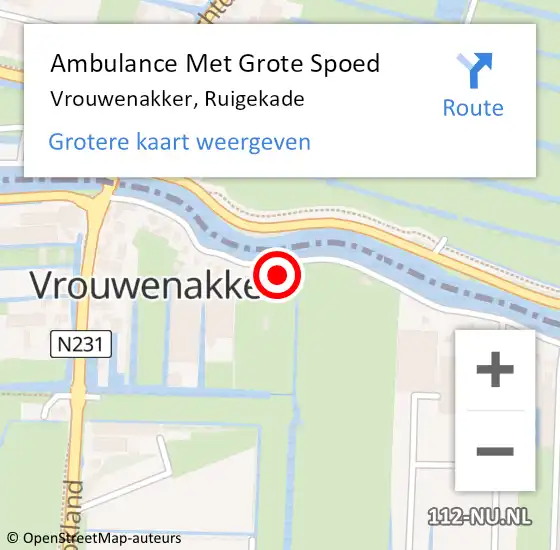Locatie op kaart van de 112 melding: Ambulance Met Grote Spoed Naar Vrouwenakker, Ruigekade op 22 december 2023 08:15