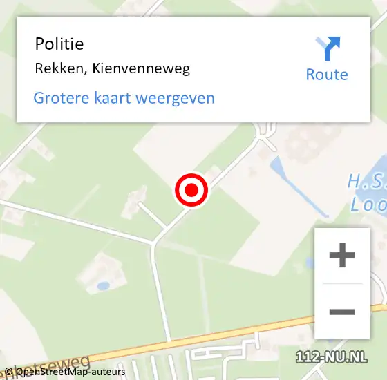 Locatie op kaart van de 112 melding: Politie Rekken, Kienvenneweg op 22 december 2023 08:45
