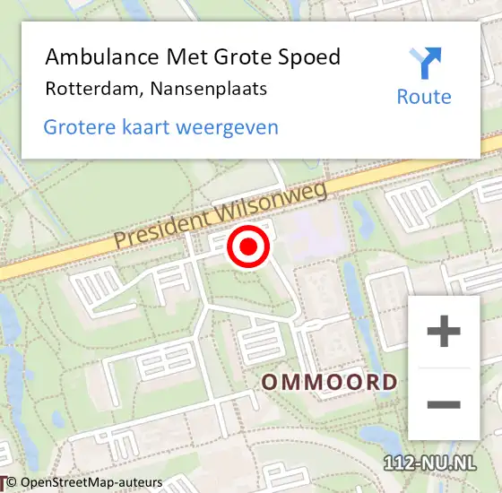 Locatie op kaart van de 112 melding: Ambulance Met Grote Spoed Naar Rotterdam, Nansenplaats op 22 december 2023 09:26