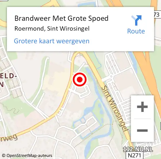 Locatie op kaart van de 112 melding: Brandweer Met Grote Spoed Naar Roermond, Sint Wirosingel op 22 december 2023 09:46