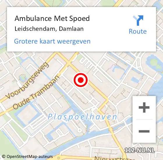 Locatie op kaart van de 112 melding: Ambulance Met Spoed Naar Leidschendam, Damlaan op 22 december 2023 10:09