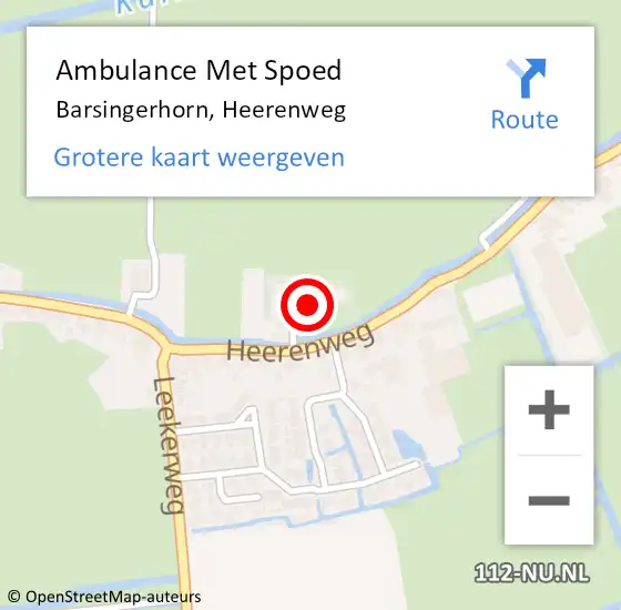 Locatie op kaart van de 112 melding: Ambulance Met Spoed Naar Barsingerhorn, Heerenweg op 22 december 2023 13:23