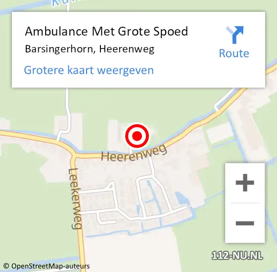 Locatie op kaart van de 112 melding: Ambulance Met Grote Spoed Naar Barsingerhorn, Heerenweg op 22 december 2023 13:25