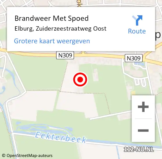 Locatie op kaart van de 112 melding: Brandweer Met Spoed Naar Elburg, Zuiderzeestraatweg Oost op 22 december 2023 13:46