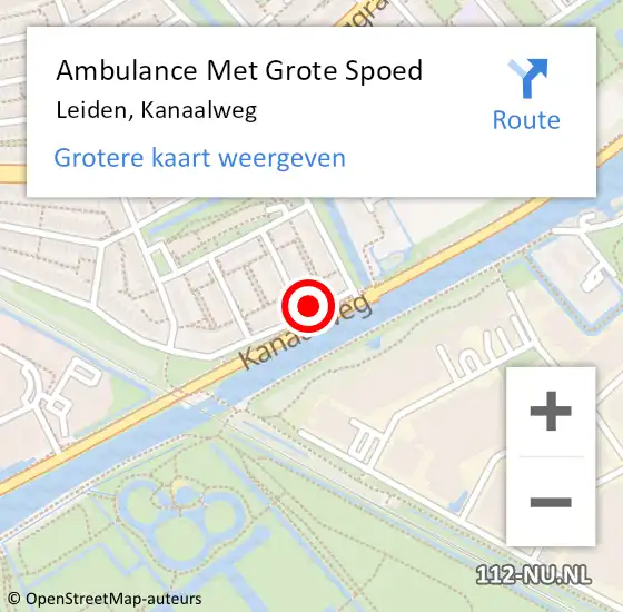 Locatie op kaart van de 112 melding: Ambulance Met Grote Spoed Naar Leiden, Kanaalweg op 22 december 2023 14:20