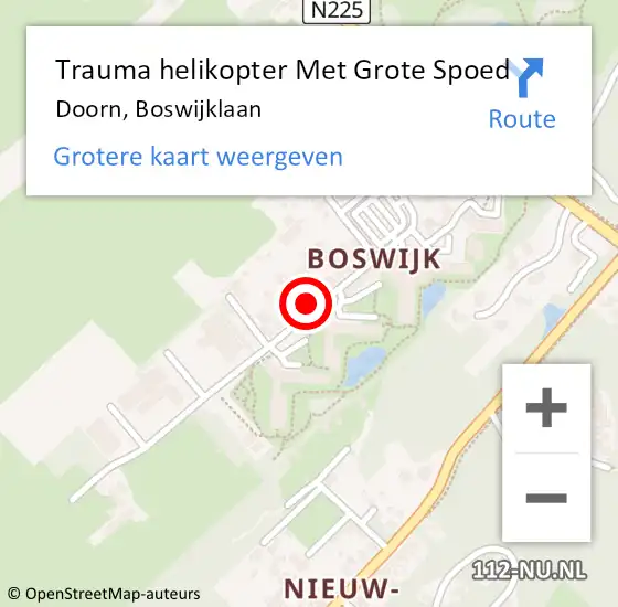 Locatie op kaart van de 112 melding: Trauma helikopter Met Grote Spoed Naar Doorn, Boswijklaan op 22 december 2023 14:27