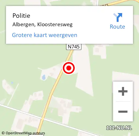 Locatie op kaart van de 112 melding: Politie Albergen, Kloosteresweg op 22 december 2023 14:38