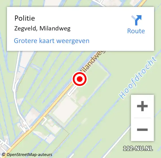 Locatie op kaart van de 112 melding: Politie Zegveld, Milandweg op 22 december 2023 14:55