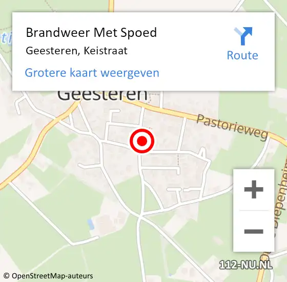 Locatie op kaart van de 112 melding: Brandweer Met Spoed Naar Geesteren, Keistraat op 22 december 2023 15:01