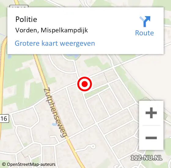 Locatie op kaart van de 112 melding: Politie Vorden, Mispelkampdijk op 22 december 2023 15:10