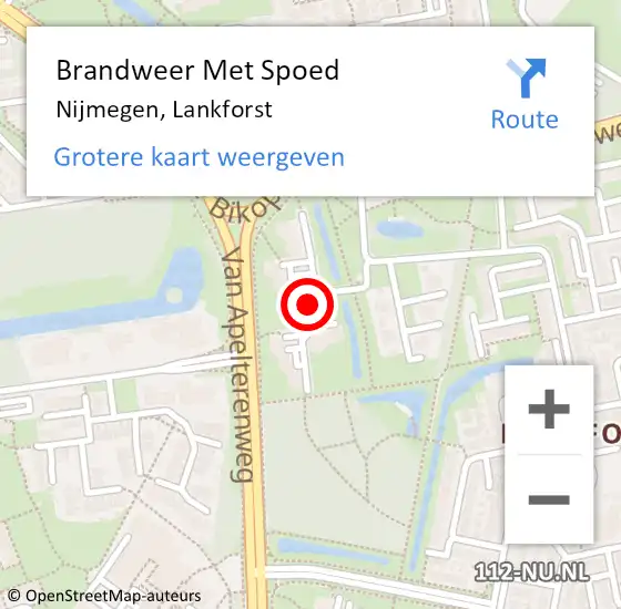 Locatie op kaart van de 112 melding: Brandweer Met Spoed Naar Nijmegen, Lankforst op 22 december 2023 15:25