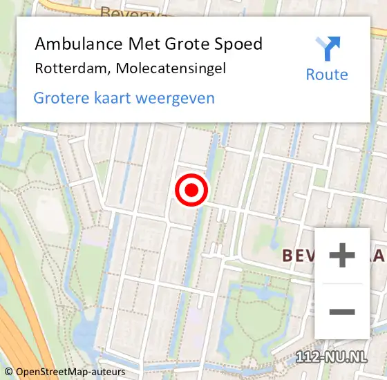 Locatie op kaart van de 112 melding: Ambulance Met Grote Spoed Naar Rotterdam, Molecatensingel op 22 december 2023 15:29