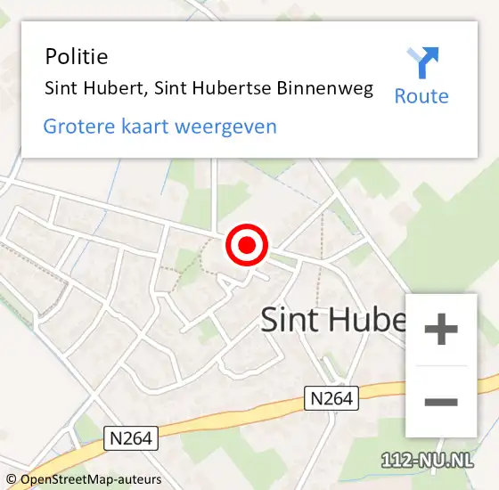 Locatie op kaart van de 112 melding: Politie Sint Hubert, Sint Hubertse Binnenweg op 22 december 2023 15:48