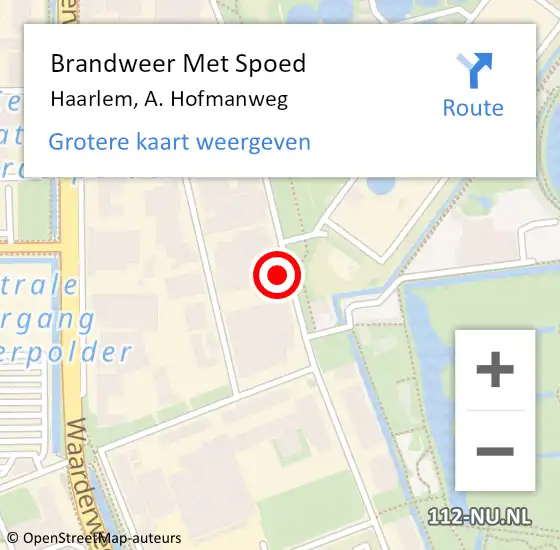 Locatie op kaart van de 112 melding: Brandweer Met Spoed Naar Haarlem, A. Hofmanweg op 22 december 2023 15:54
