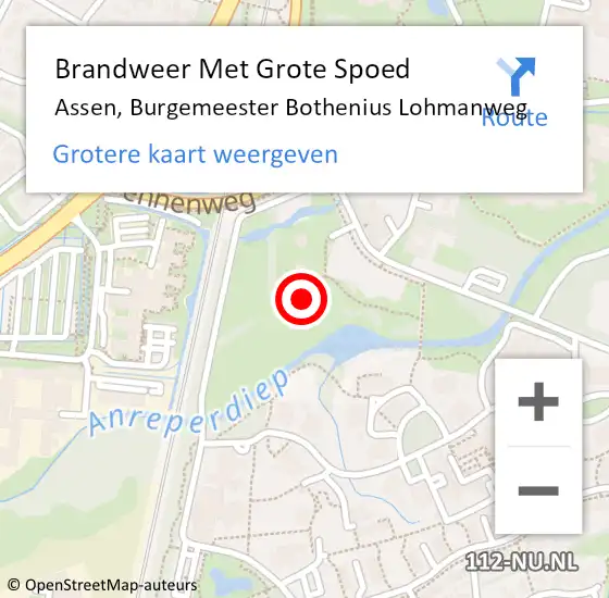 Locatie op kaart van de 112 melding: Brandweer Met Grote Spoed Naar Assen, Burgemeester Bothenius Lohmanweg op 22 december 2023 16:07