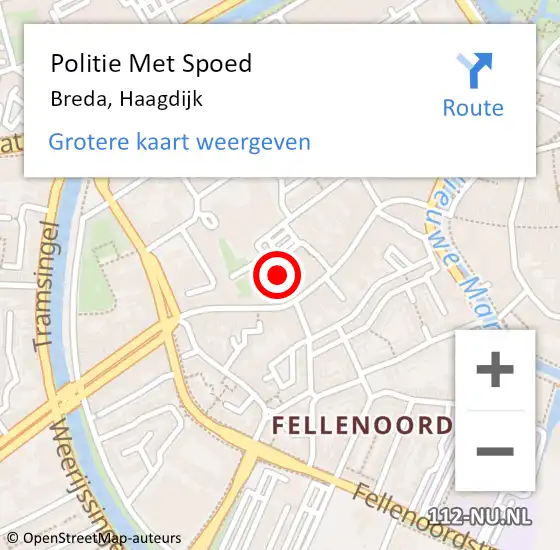 Locatie op kaart van de 112 melding: Politie Met Spoed Naar Breda, Haagdijk op 22 december 2023 16:46