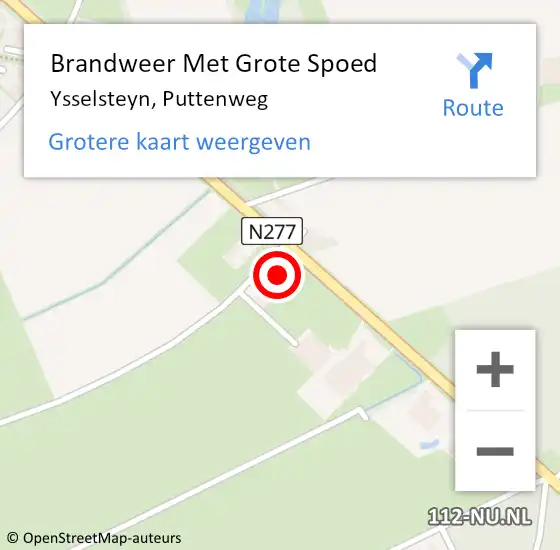 Locatie op kaart van de 112 melding: Brandweer Met Grote Spoed Naar Ysselsteyn, Puttenweg op 22 december 2023 17:13