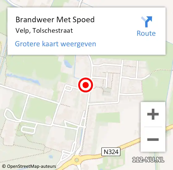 Locatie op kaart van de 112 melding: Brandweer Met Spoed Naar Velp, Tolschestraat op 22 december 2023 17:31