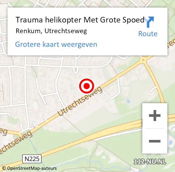 Locatie op kaart van de 112 melding: Trauma helikopter Met Grote Spoed Naar Renkum, Utrechtseweg op 22 december 2023 17:32