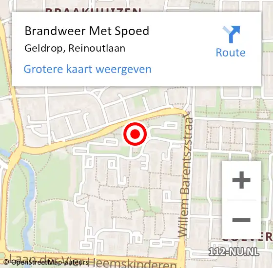 Locatie op kaart van de 112 melding: Brandweer Met Spoed Naar Geldrop, Reinoutlaan op 22 december 2023 17:53