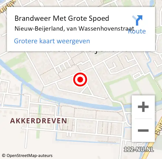 Locatie op kaart van de 112 melding: Brandweer Met Grote Spoed Naar Nieuw-Beijerland, van Wassenhovenstraat op 22 december 2023 18:10