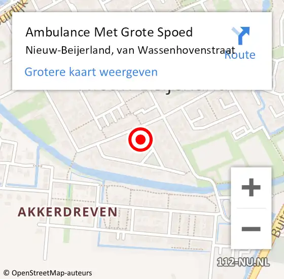 Locatie op kaart van de 112 melding: Ambulance Met Grote Spoed Naar Nieuw-Beijerland, van Wassenhovenstraat op 22 december 2023 18:12