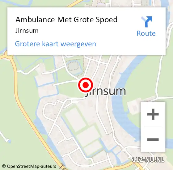 Locatie op kaart van de 112 melding: Ambulance Met Grote Spoed Naar Jirnsum op 22 december 2023 19:18
