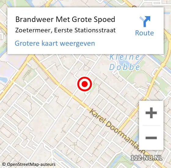 Locatie op kaart van de 112 melding: Brandweer Met Grote Spoed Naar Zoetermeer, Eerste Stationsstraat op 22 december 2023 19:33