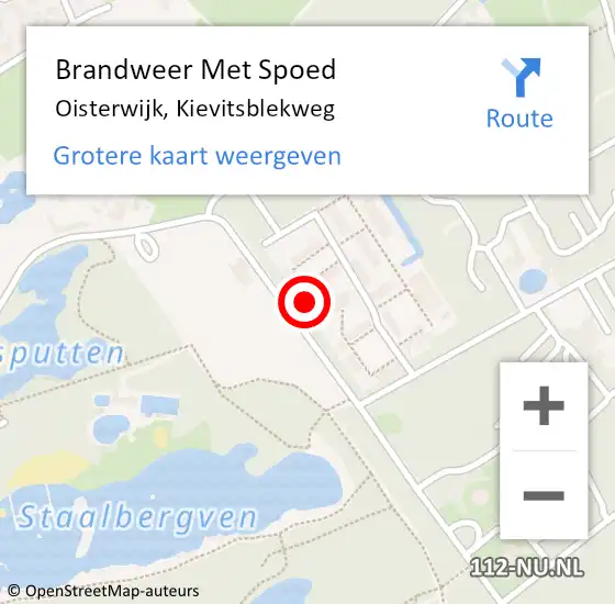 Locatie op kaart van de 112 melding: Brandweer Met Spoed Naar Oisterwijk, Kievitsblekweg op 22 december 2023 19:52