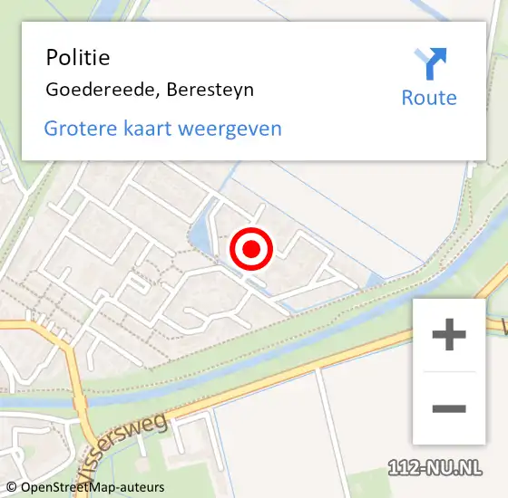 Locatie op kaart van de 112 melding: Politie Goedereede, Beresteyn op 22 december 2023 20:07