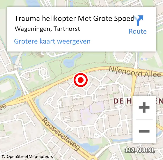 Locatie op kaart van de 112 melding: Trauma helikopter Met Grote Spoed Naar Wageningen, Tarthorst op 22 december 2023 21:37