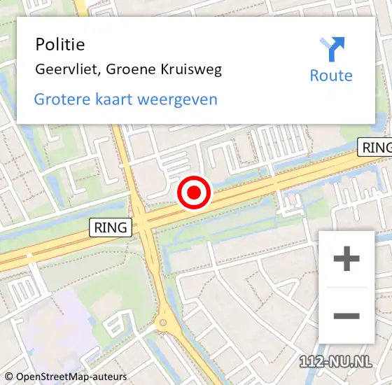 Locatie op kaart van de 112 melding: Politie Geervliet, Groene Kruisweg op 22 december 2023 22:40