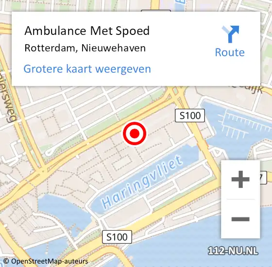 Locatie op kaart van de 112 melding: Ambulance Met Spoed Naar Rotterdam, Nieuwehaven op 22 december 2023 23:36