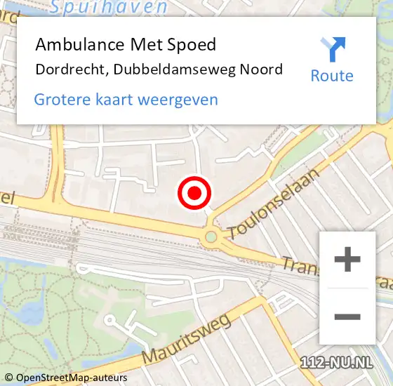 Locatie op kaart van de 112 melding: Ambulance Met Spoed Naar Dordrecht, Dubbeldamseweg Noord op 22 december 2023 23:36