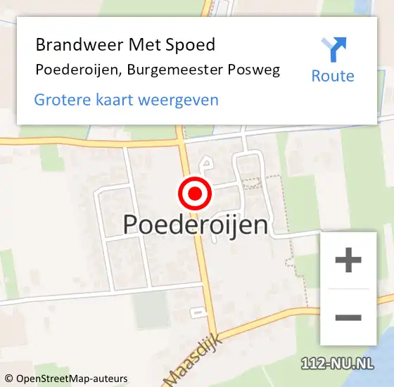 Locatie op kaart van de 112 melding: Brandweer Met Spoed Naar Poederoijen, Burgemeester Posweg op 23 december 2023 00:17