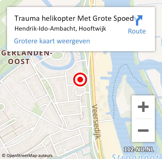 Locatie op kaart van de 112 melding: Trauma helikopter Met Grote Spoed Naar Hendrik-Ido-Ambacht, Hooftwijk op 23 december 2023 00:18