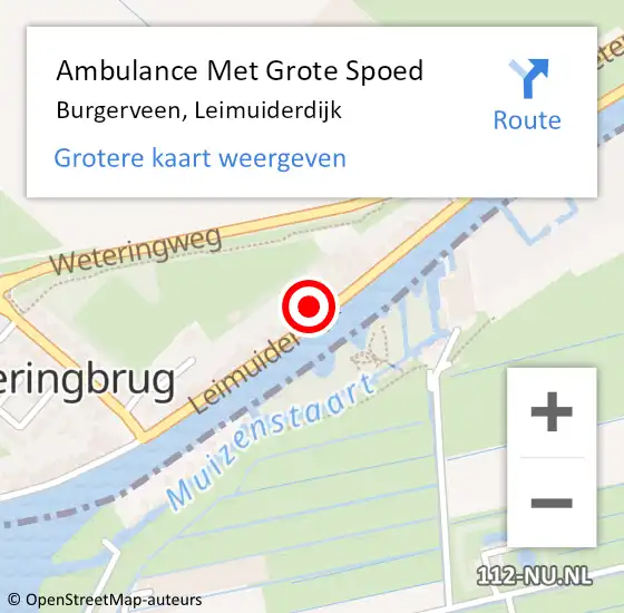 Locatie op kaart van de 112 melding: Ambulance Met Grote Spoed Naar Burgerveen, Leimuiderdijk op 23 december 2023 01:42