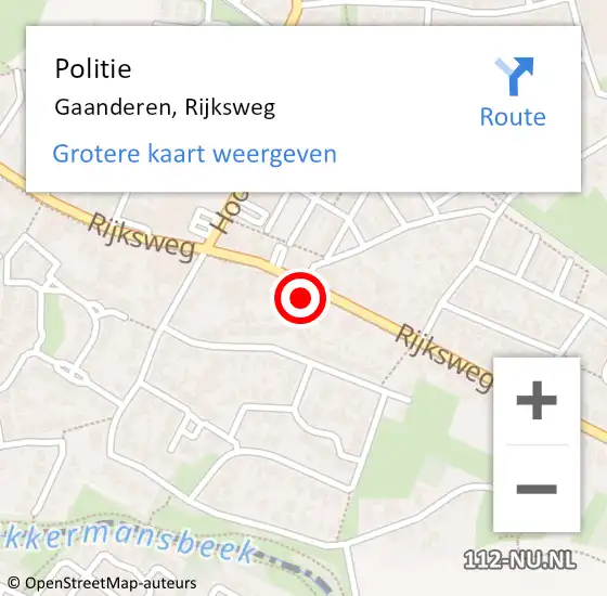 Locatie op kaart van de 112 melding: Politie Gaanderen, Rijksweg op 23 december 2023 01:44