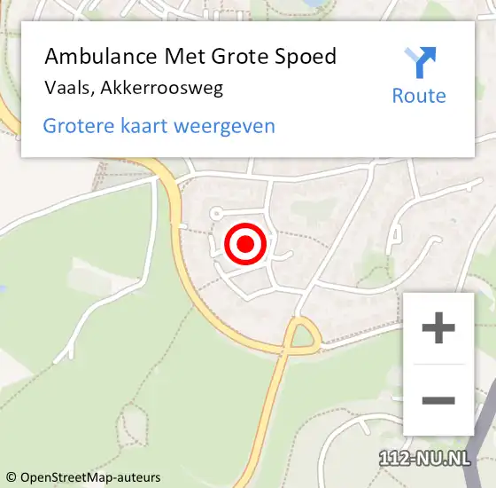 Locatie op kaart van de 112 melding: Ambulance Met Grote Spoed Naar Vaals, Akkerroosweg op 23 december 2023 02:50