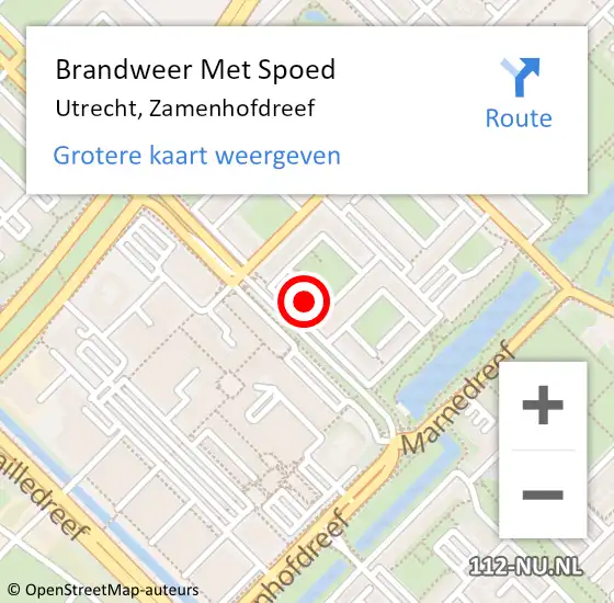 Locatie op kaart van de 112 melding: Brandweer Met Spoed Naar Utrecht, Zamenhofdreef op 23 december 2023 05:22