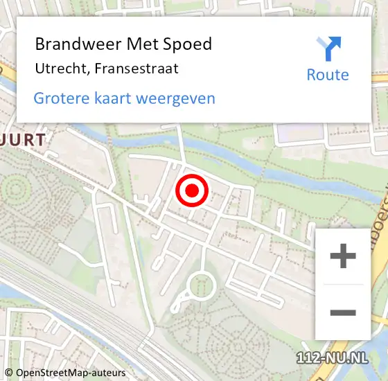 Locatie op kaart van de 112 melding: Brandweer Met Spoed Naar Utrecht, Fransestraat op 15 oktober 2013 03:13