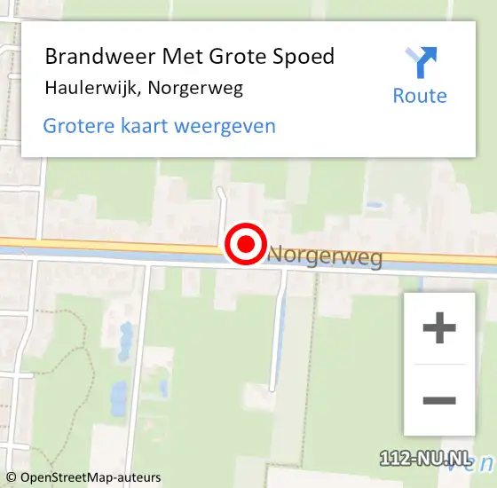 Locatie op kaart van de 112 melding: Brandweer Met Grote Spoed Naar Haulerwijk, Norgerweg op 23 december 2023 09:46