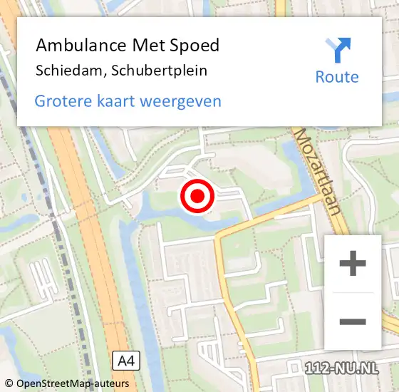 Locatie op kaart van de 112 melding: Ambulance Met Spoed Naar Schiedam, Schubertplein op 23 december 2023 10:08