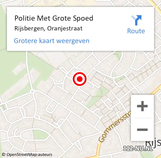 Locatie op kaart van de 112 melding: Politie Met Grote Spoed Naar Rijsbergen, Oranjestraat op 23 december 2023 11:07